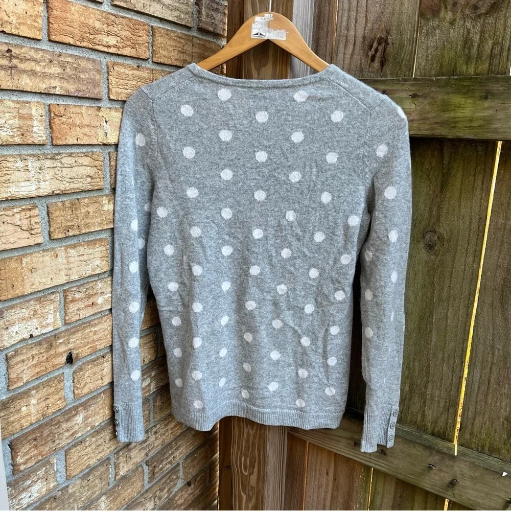 J. Crew 100% Cashmere Light Gray Polka Dot Sweater